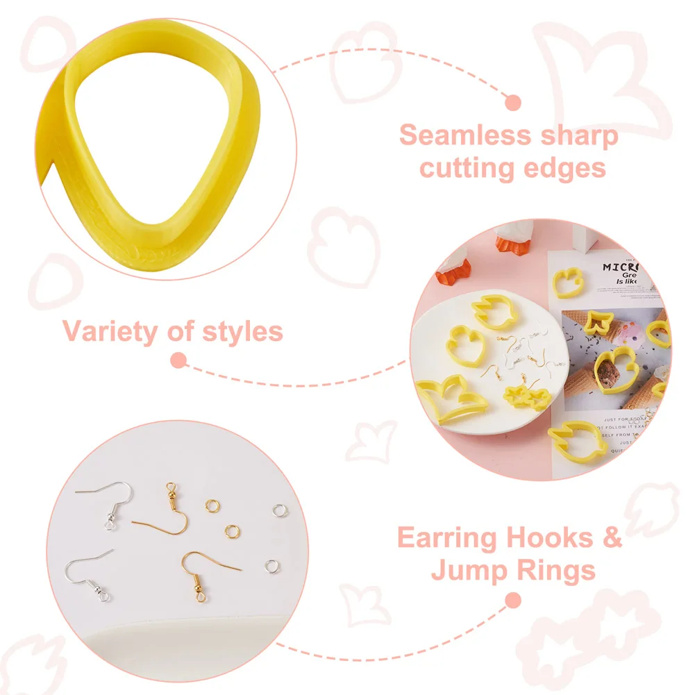 Kissitty Yellow Plastic Cutting Dies Set Earring Making With Earring Hooks Jump Rings for Necklaces Bracelets Earrings Gift