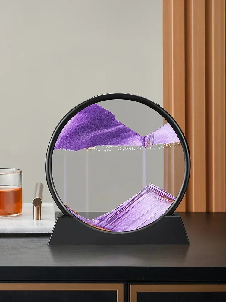 Description Picture 5 of item3D Moving Sand Art Picture Round Glass Deep Sea Sandscape Hourglass Quicksand Craft Flowing Sand Painting Office Home Decor Gift