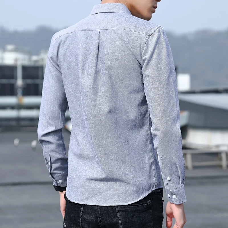 남성용 캐주얼 코튼 셔츠, 전문 긴팔 인터뷰, 포멀 비즈니스 의류, 브랜드 패션 탑