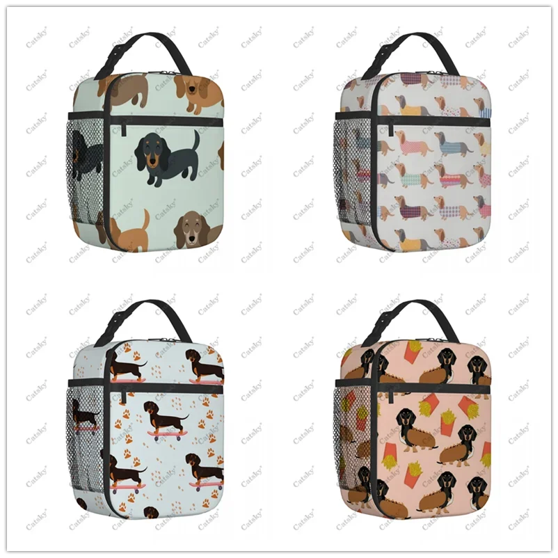 

dachshund cue dog Lunch bag portable aluminum foil thickened thermal insulation lunch-bag waterproof lunchs bags handbag