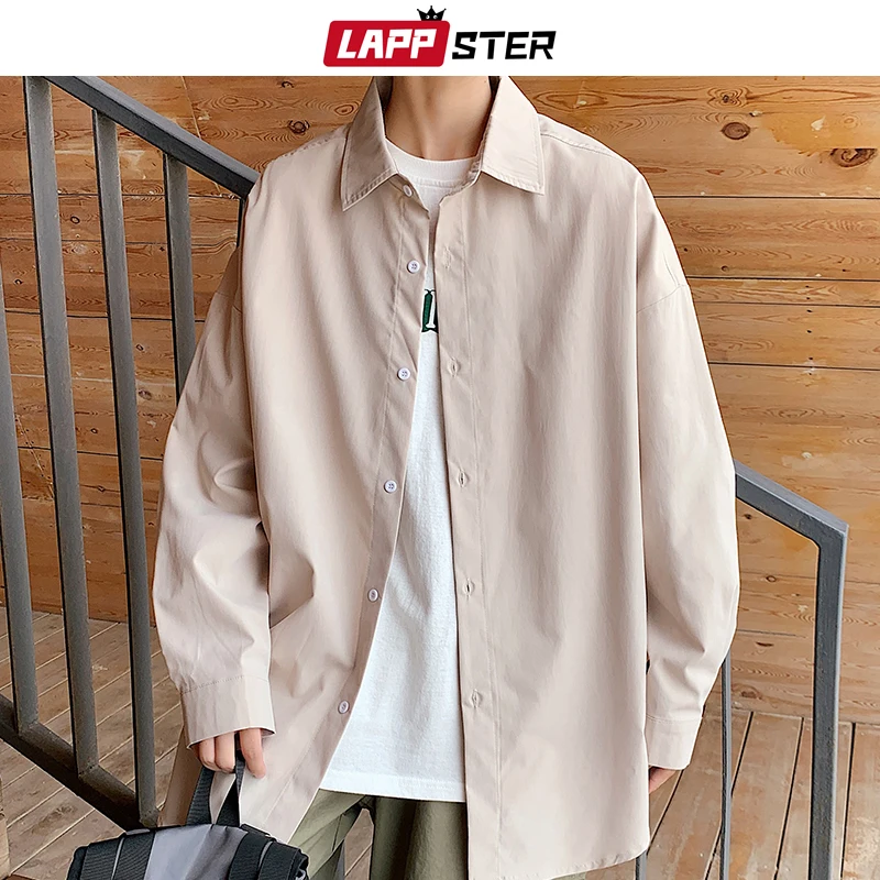 Men's Vintage Shirts Harajuku Fashion Oversize Casual Streetwear Blouses Plus Size cotton shirt long sleeve shirt