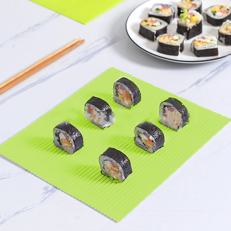 DIY 실리콘 스시 롤러 매트 세척 가능 재사용 가능 스시 롤 몰드 매트 DIY 음식 롤링 쌀 롤링 메이커 케이크 롤 패드