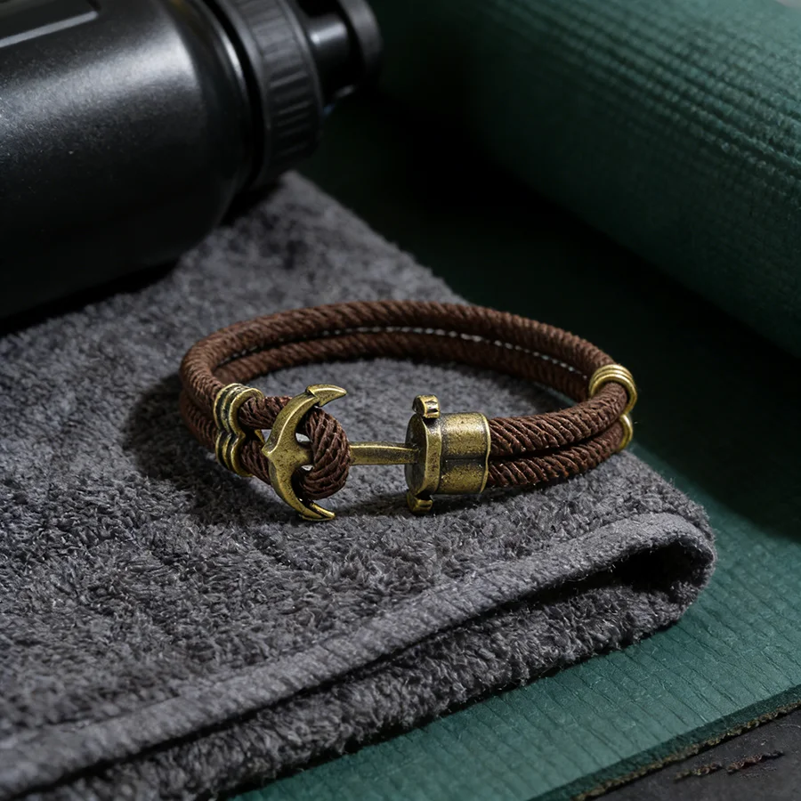 Vintage Anker Haken Armband Männer Dual Layer Grade A Strapazierfähige Nylon String Nautische Armband Coole Surfen Radfahren Homme Handgelenk Schmuck – Detail 8