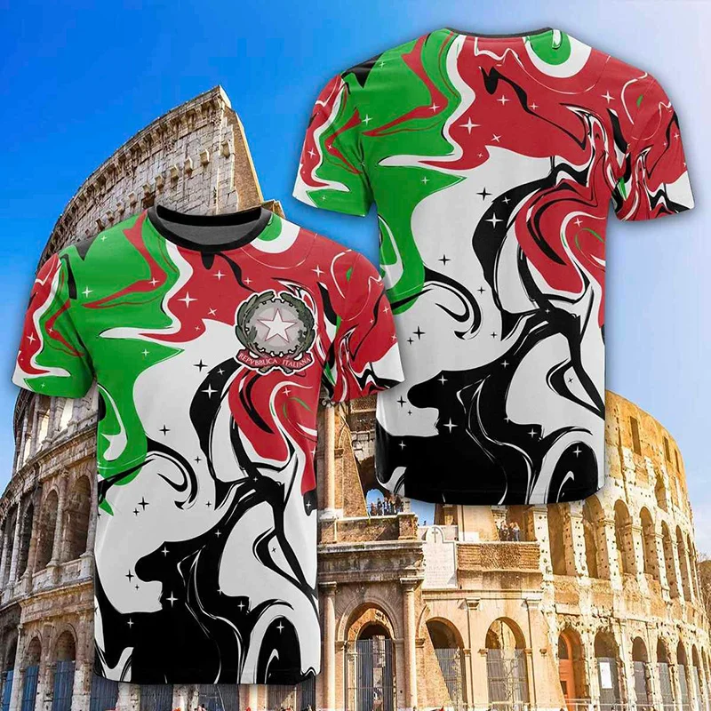 

Italian Flag National Emblem 3D Print Italy T Shirt Men Summer Streetwear Oversized Short Sleeve T-Shirts Kids Tees Tops Clothes