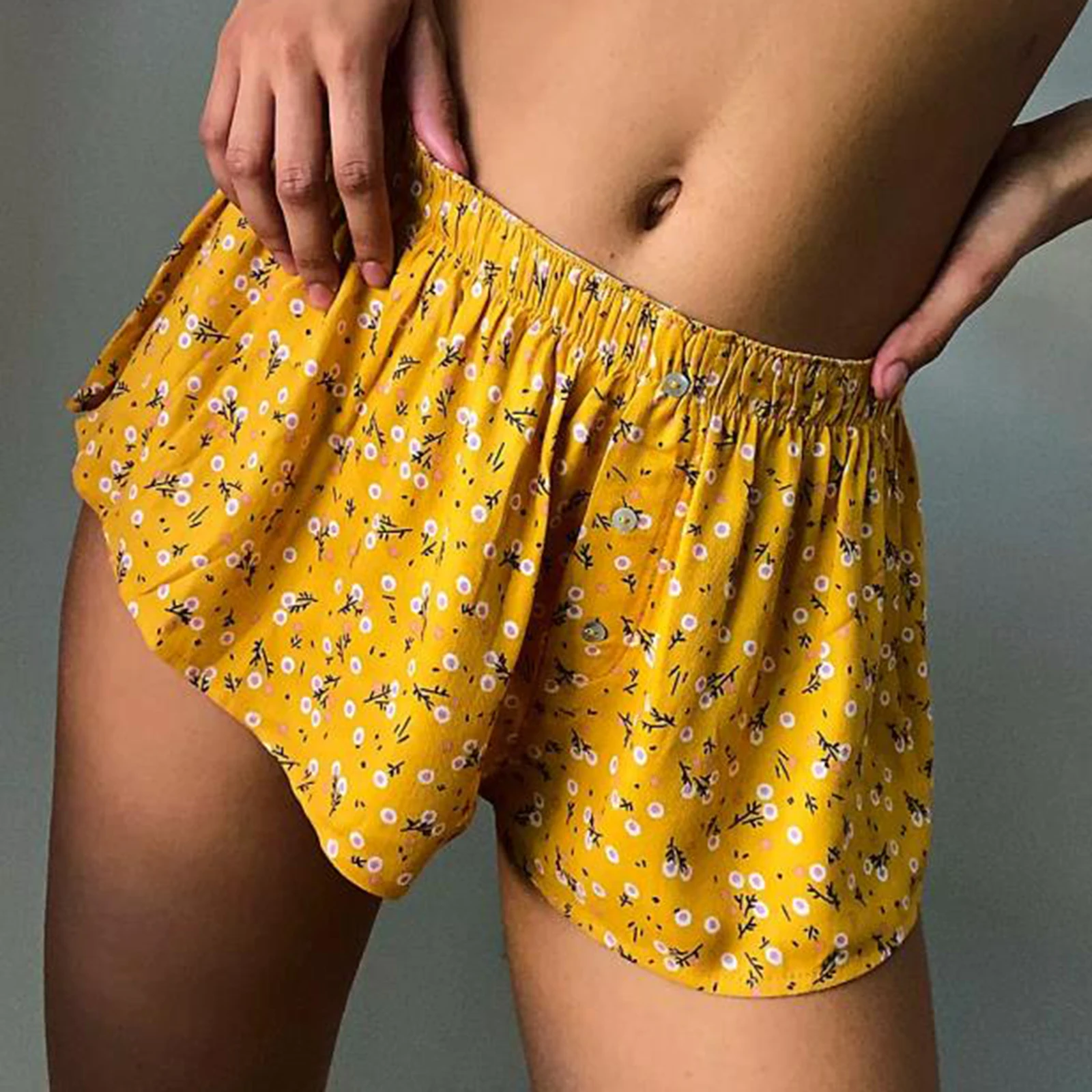 

hirigin Y2k Aesthetic Plaid/Floral Shorts Women Summer Casual Elastic Waist Lounge Bottom Baggy Pajama Shorts Boxer Sleepwear