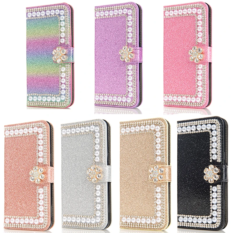 Sparkling Glitter Wallet Phone Case with Card Holder Slots