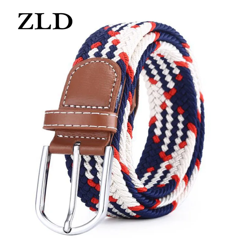 ZLD 60 Colors Female Casual Knitted Pin Buckle Men Belt Woven Canvas Elastic Expandable Braided Stretch Belts For Women Jeans 1