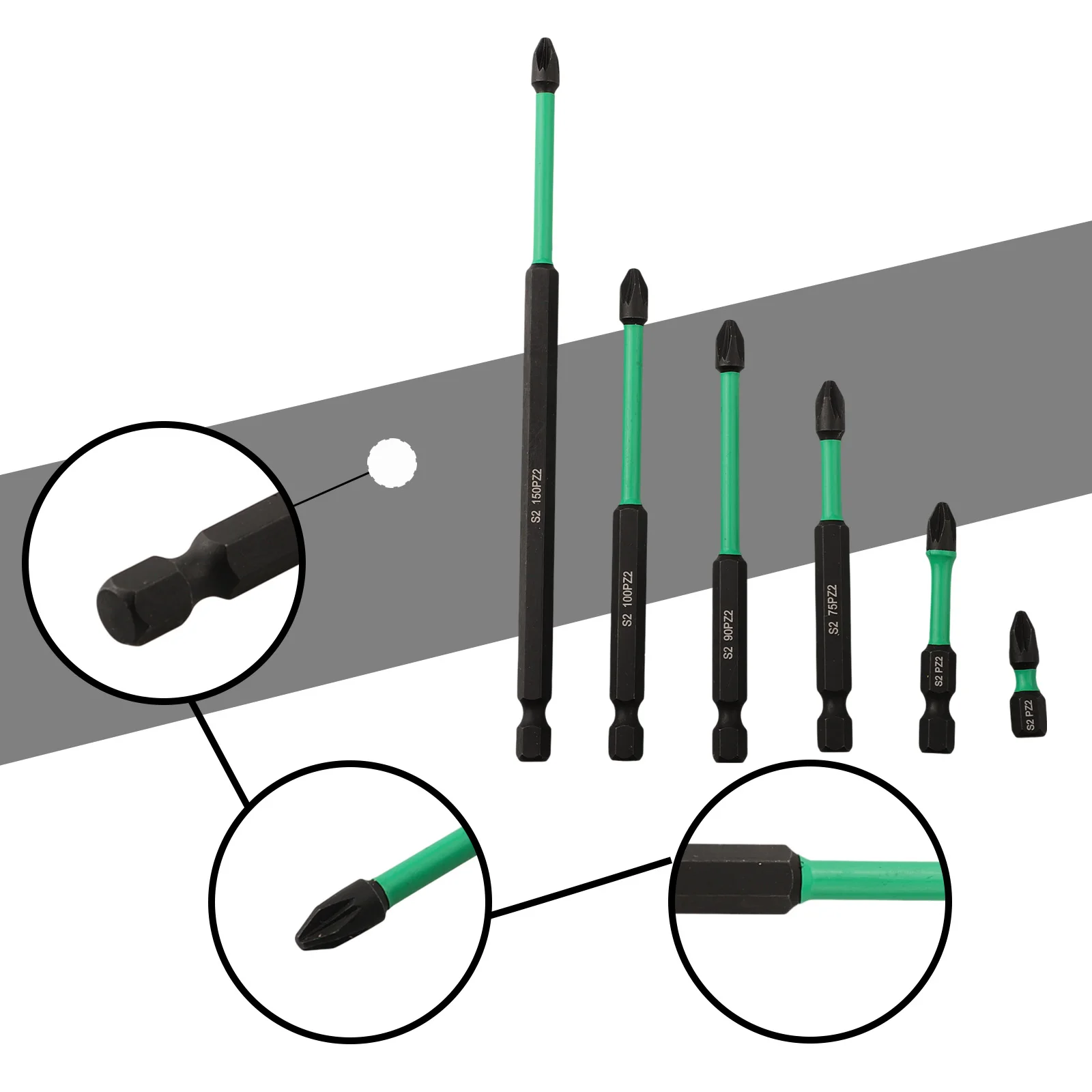 25-150mm für PZ2-Schraubendreher-Bits, Hochleistungs-Langbits für Pozidriv-Sechskantschraubendreher – Detail 4