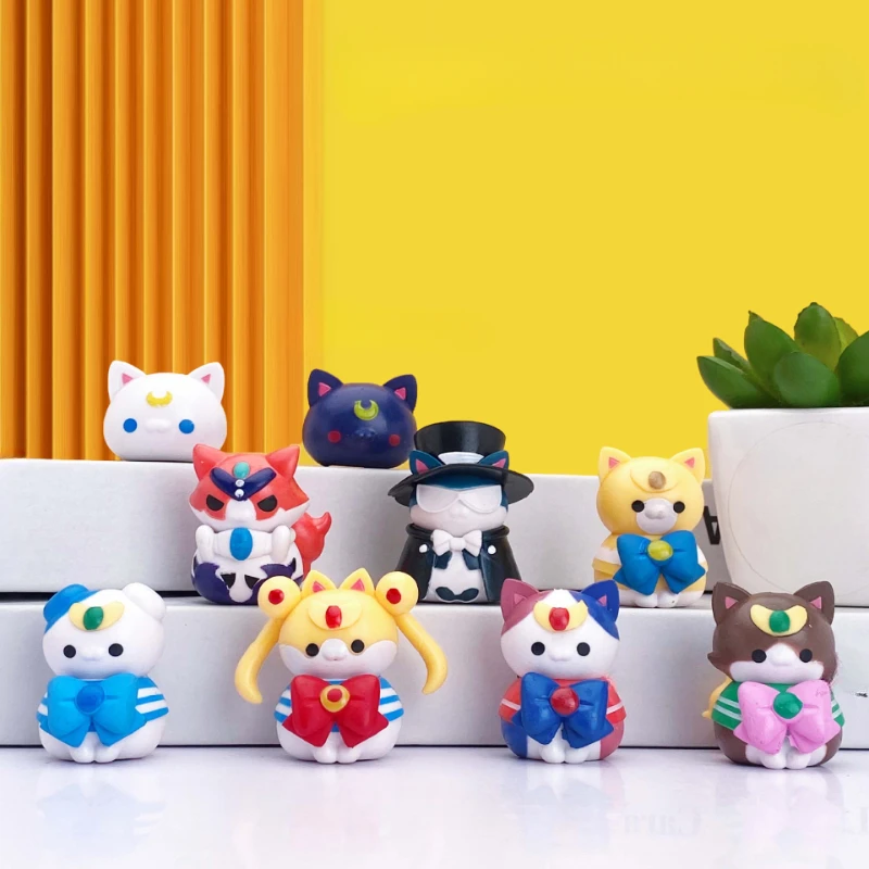 

Sailor Moon Anime Characters Tsukino Usagi Action Figure Q Version Collecting Dolls Cute Doll Children's Gifts Cat Version
