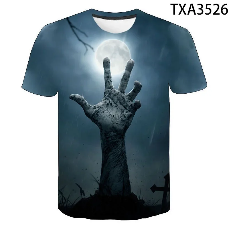 

2024 Summer New 3D Printed Terror T-shirt Fashion Casual Outdoor Sports Short Sleeve Loose Comfortable Breathable Men's Top