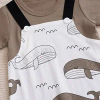 Baby Boy Girl Newborn Casual Cute Cartoon Whale Fake Two Pieces Of Baby Jumpsuit Cotton Summer Short Sleeved Jumpsuit 5