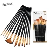 12 PCS Nylon Bristle Brush Set, Nylon Flat Brushes, Watercolor Brushes, Oil Paint, Artists, Amateur Acrylic Painting 3