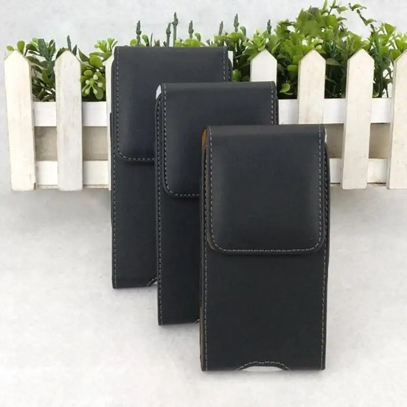 Men's Leather Phone Holster - Universal Waist Belt Case for 5.0-6.5 Inch Phones, Portable Horizontal/Vertical Style