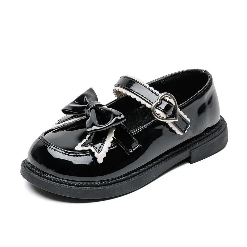 Girls Princess Leather Shoes Spring Autumn Black Children's Flats Fashion Sweet Kids Bowknot Mary Jane Shoes Glossy Thick Bottom - 5
