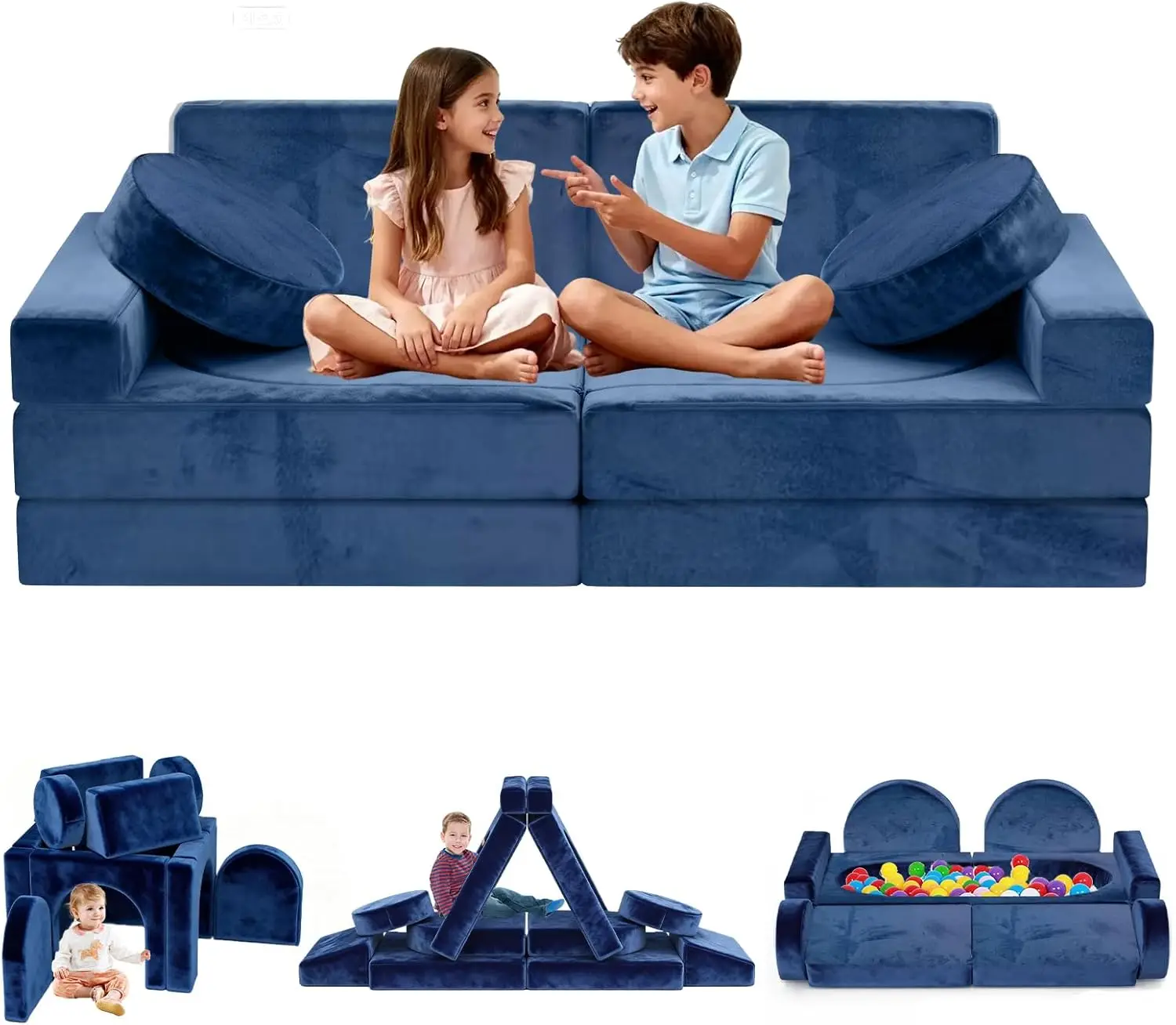 Modular Kids Sensory 12pc Certified Convertible Sectional Sofa