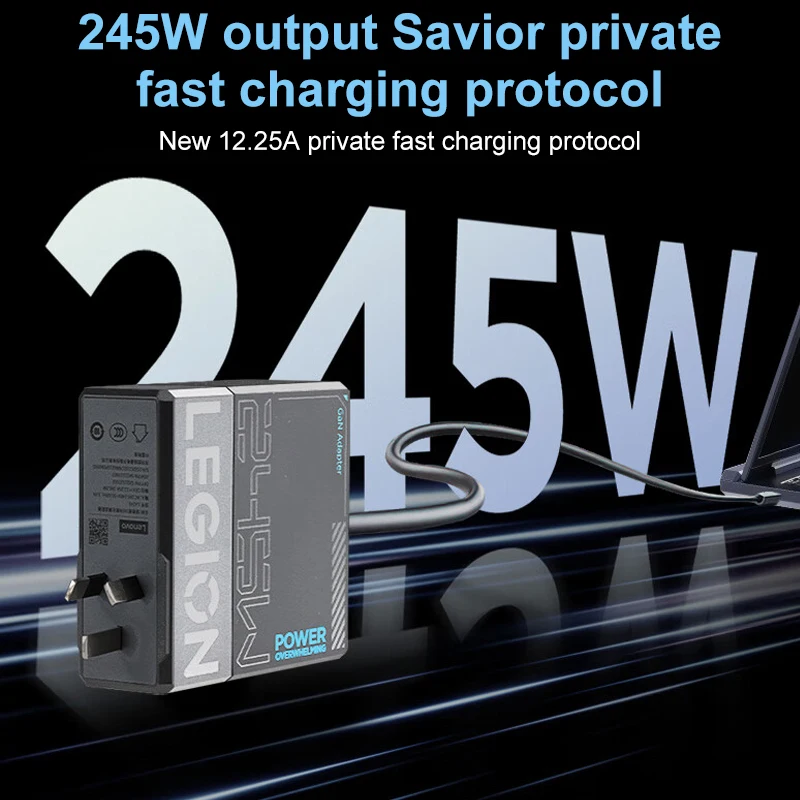 Lenovo Ultra-Fast Charger Portable Laptop Charger Lenovo Legion 245W Gan Power Adapter Universal Computer Type-C C to C Cable for Legion Phones Tablets Laptops