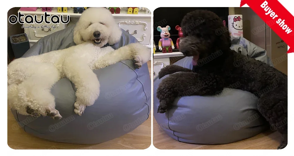 Description Picture 5 of itemOTAUTAU 2.3/3.3ft Luxury Bean Bag Covers No Filler Faux Leather Waterproof Lazy Sofa Pouf Chair Outdoor Beanbag Couch Puff DD004