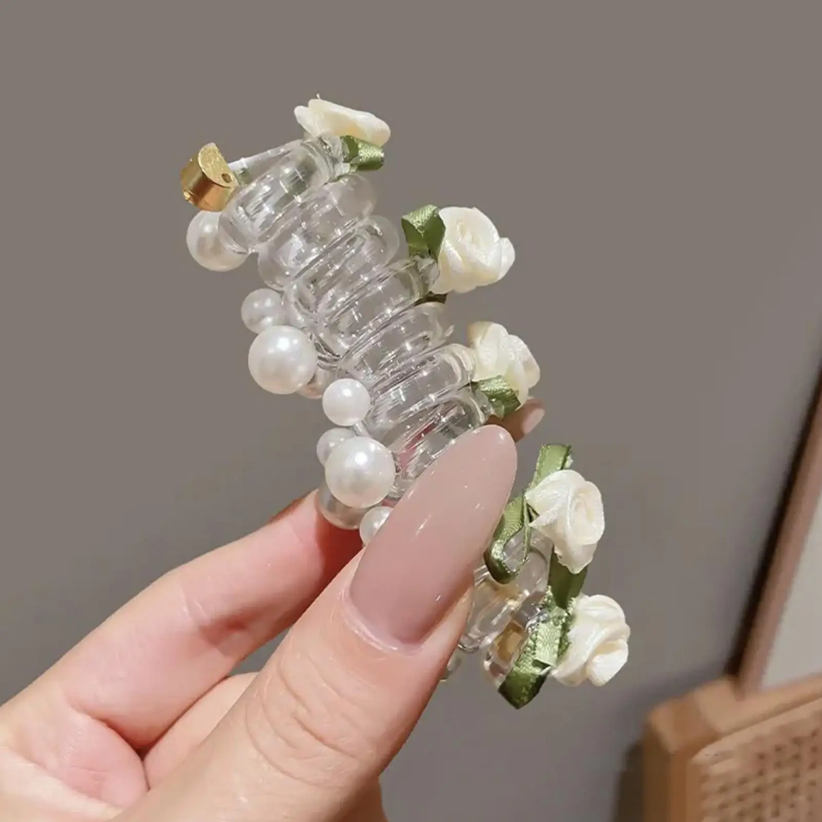 Elastische Spirale, Telefondraht, Haarband, Haargummis, Schmetterling, Blume, Perle, niedlich, süß, Haarseile, vielseitige Frisur-Accessoires – Detail 8