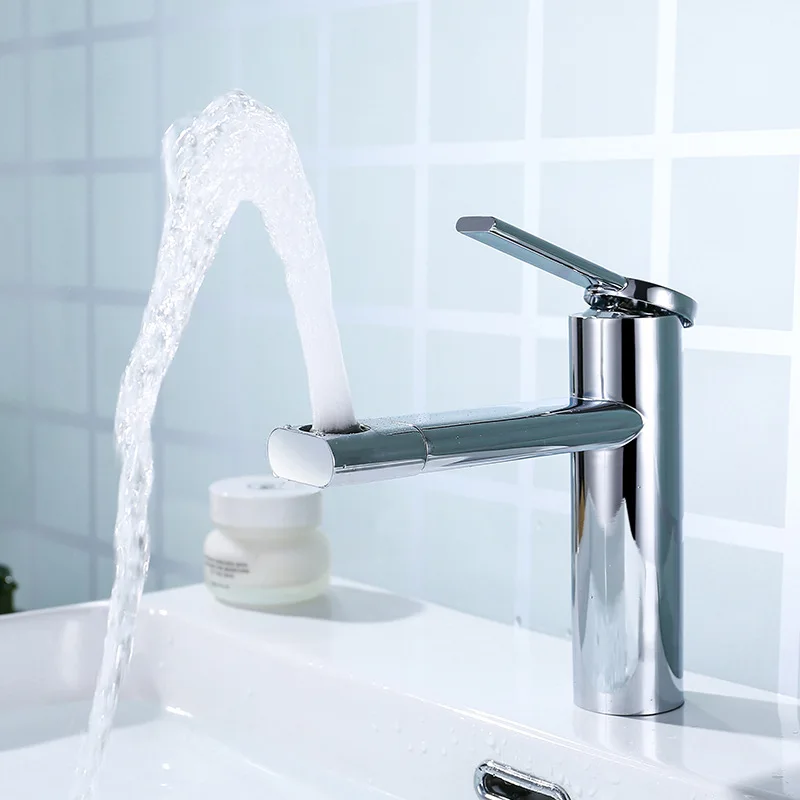 

Newest Chrome Plated Brass Bathroom sink faucet Single hole Single handle Copper Basin mixer Tap With 360 degree swivel nozzle