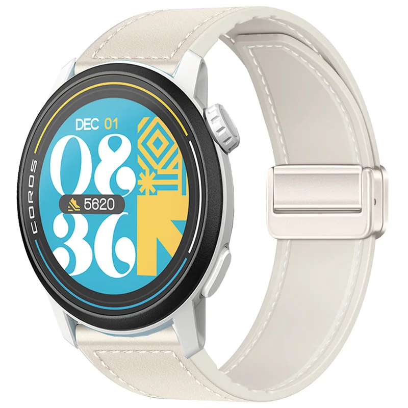 Premium Hybrid Silicone-Leather Strap with Magnetic Buckle, 20mm/22mm