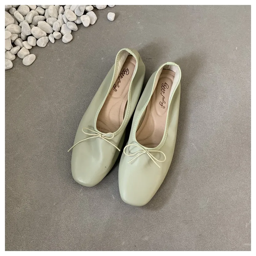 ตัวเลือกสินค้า รองเท้าบัลเล่ต์แฟชั่นนุ่มสบาย ดีไซน์เรียบหรู ทรงหัวกลม โบว์ประดับ สำหรับสาวๆ
