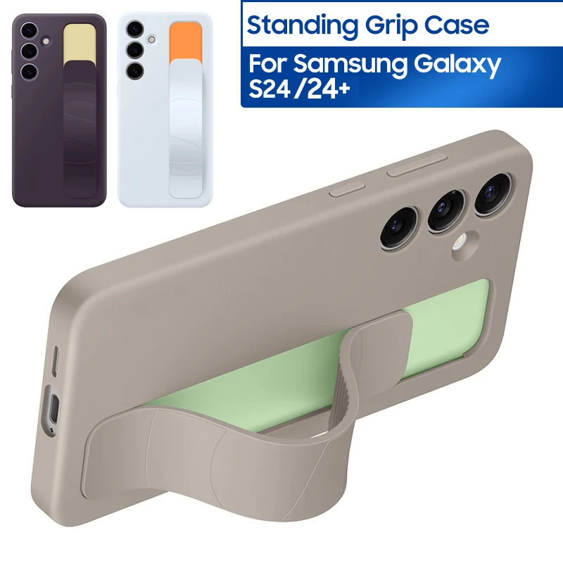 

Standing Grip Case For Samsung Galaxy S24 SM-S921B S24+ S24 Plus SM-S926B Liquid Silicone With Holder Protective Cover Case