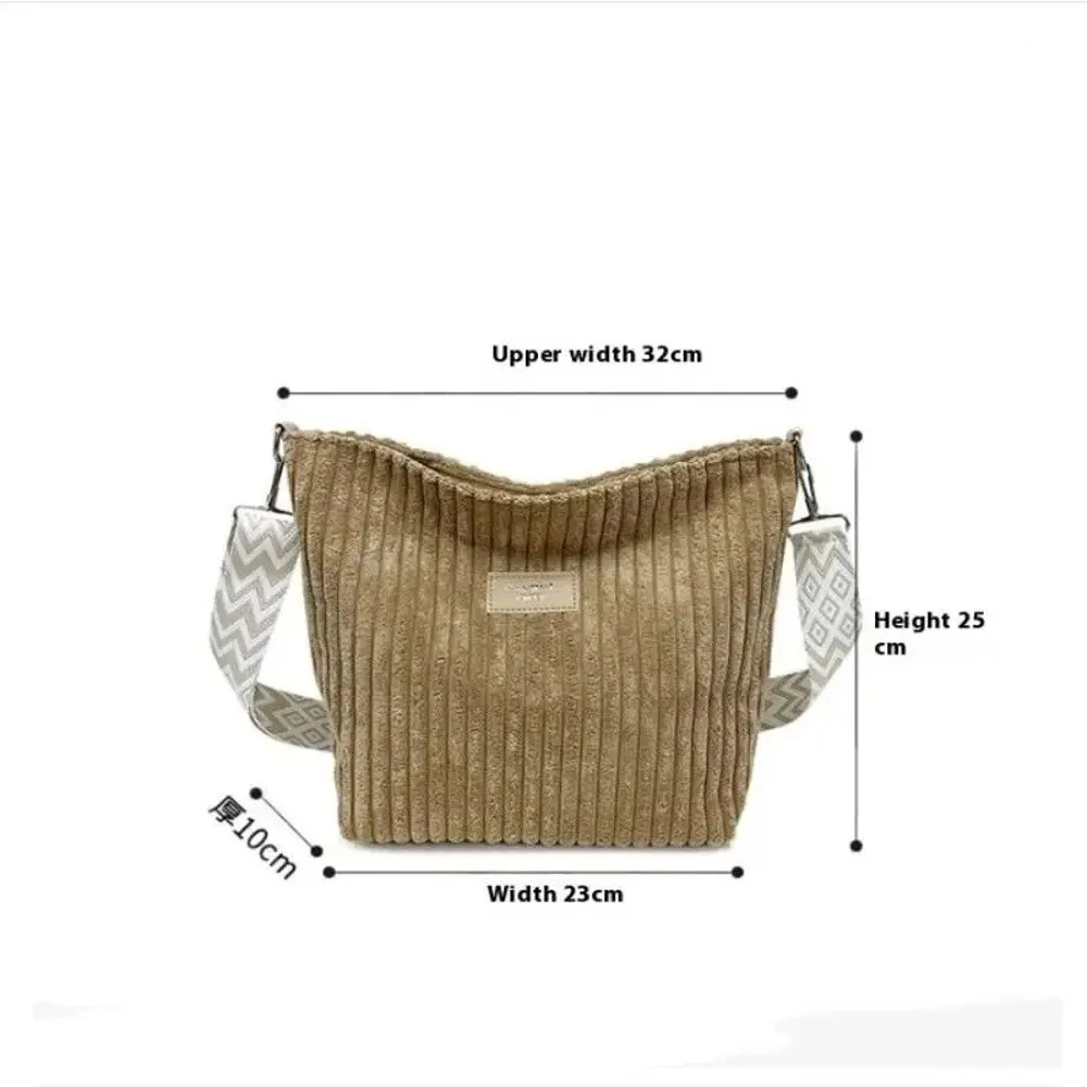 Trendige Cord-Umhängetasche, große Kapazität, lässige Damen-Einkaufstasche, einfache Handtasche, Umhängetasche, Geschenk – Detail 10