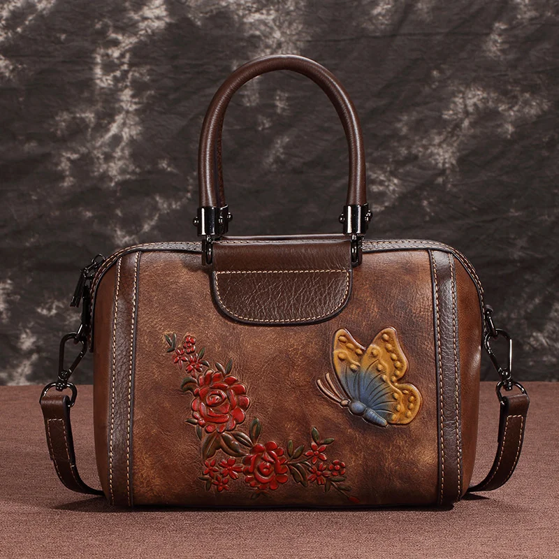 

Embossed High Quality Tote Floral Bag Women Handbag Messenger Female Multi-Capacity Genuine Leather Cross Body Shoulder Bags