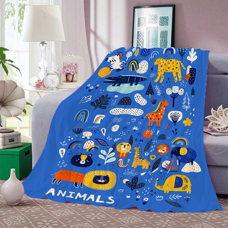 Digital Print Cute Animals Blanket Sofa Winter Warm Bed Fleece Camping Nap Children Fluffy Soft Blankets Microfiber Bedding