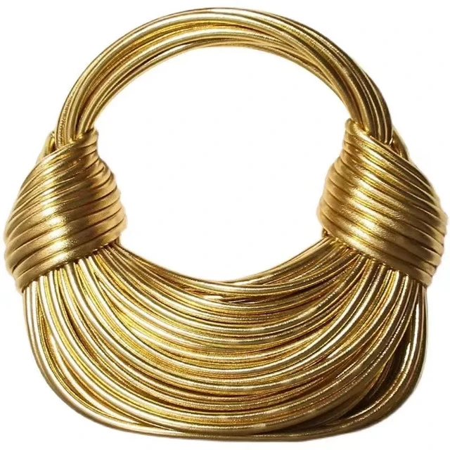 Handbags for Women 2024 New Gold Luxury Designer Brand Handwoven Noodle Bags Rope Knotted Pulled Hobo Silver Evening Clutch Chic 5