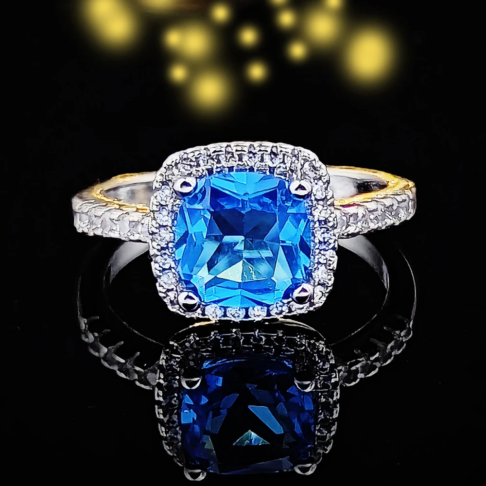 Wedding engagement promise rings Size 11 12 13 wedding engagement promise rings pink color blue color women gold jewelry finger R820