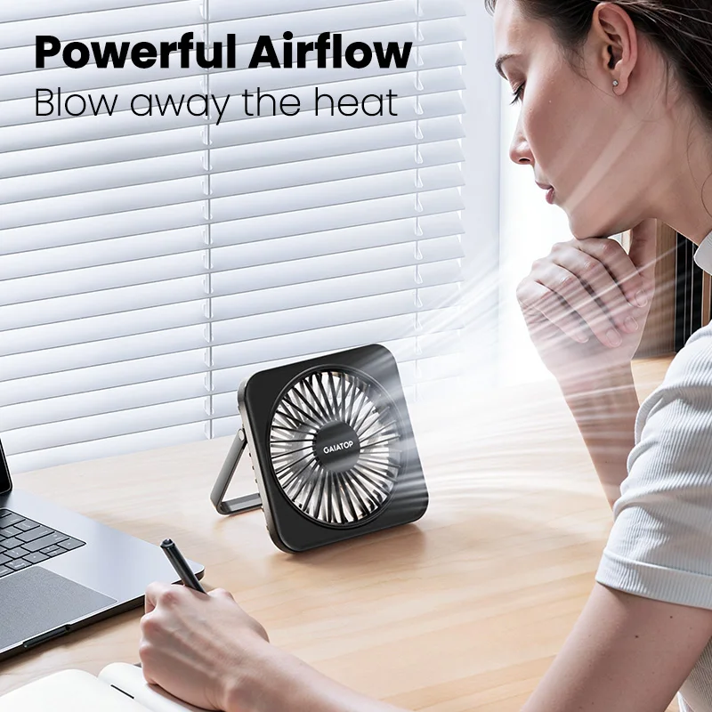 USB desktop fan, 5-inch (approximately 12.7cm) personal fan, small portable desk fan, 180 ° tilt folding and 3-speed, 2