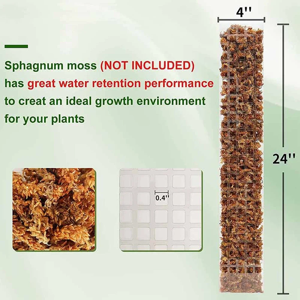2/4/6Pcs Climbing Plant Water Moss Column Indoor Moss Pole Plants Plastic Pole Sphagnum Support Potted Support Accessory