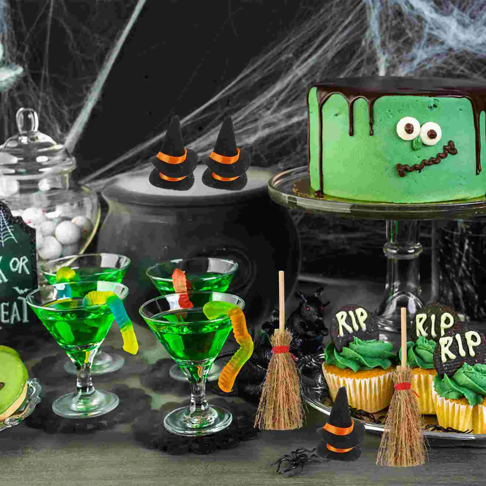 Mini Sentait Sorcière Chapeaux Mini Balai Sorcières Décor De Bouteilles