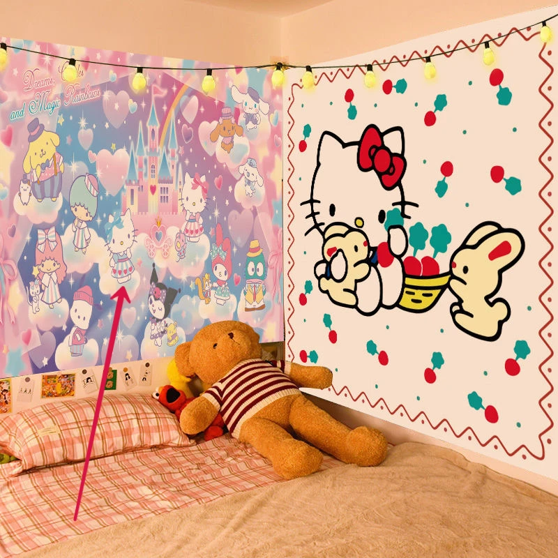 Kawaii Sanrio Poster Sticker Wallpaper Hello Kitty Cinnamoroll Kuromi Wall  Stickers Posters Wall Sticker Room Bedroom Decorative