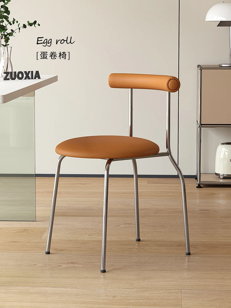 

Cream Style Chair Internet Celebrity Ins Designer Leisure Chair Mid-Ancient Makeup Stool Nordic Simple Modern Dining Chair Home