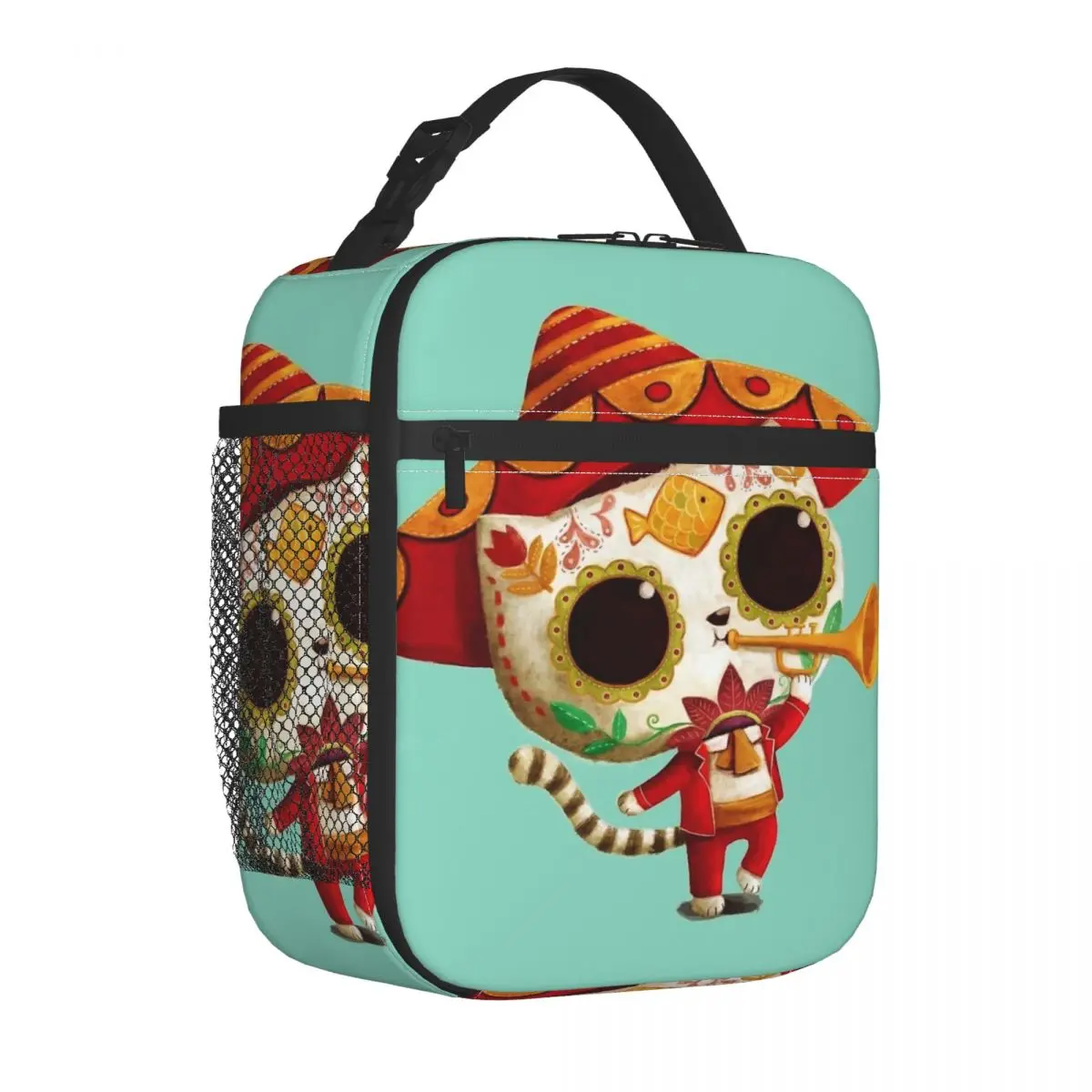 

The Day Of The Dead Cute Cat El Mariachi изолированная сумка для обеда модная с искусственным школьным дизайном в разных стилях