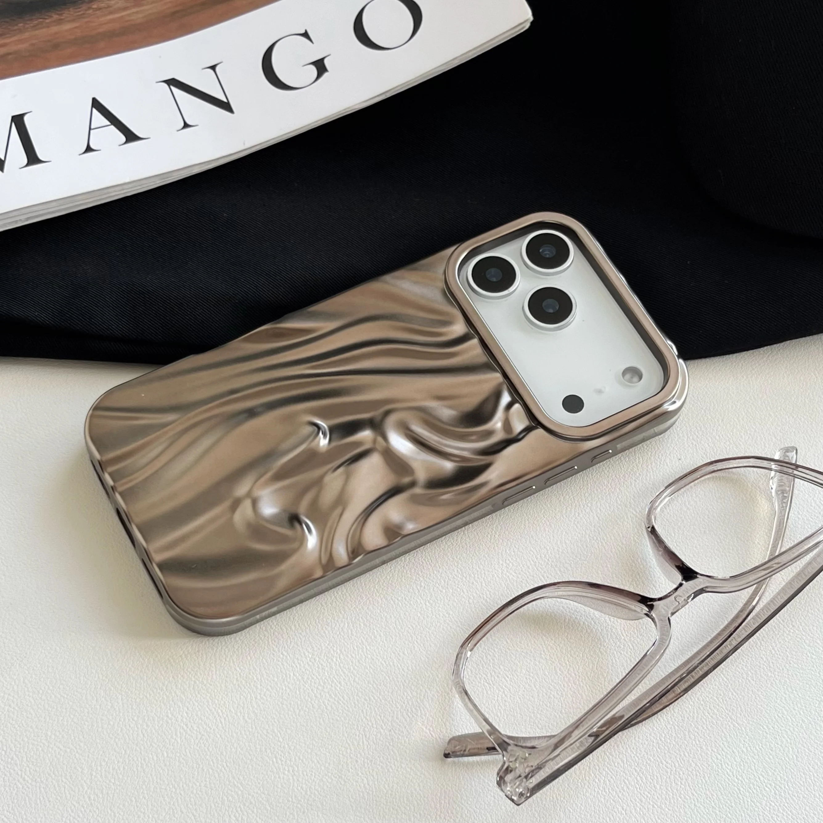 Luxury Plating Water Ripple Shockproof Phone Case - Glossy Matte Silicone Cover