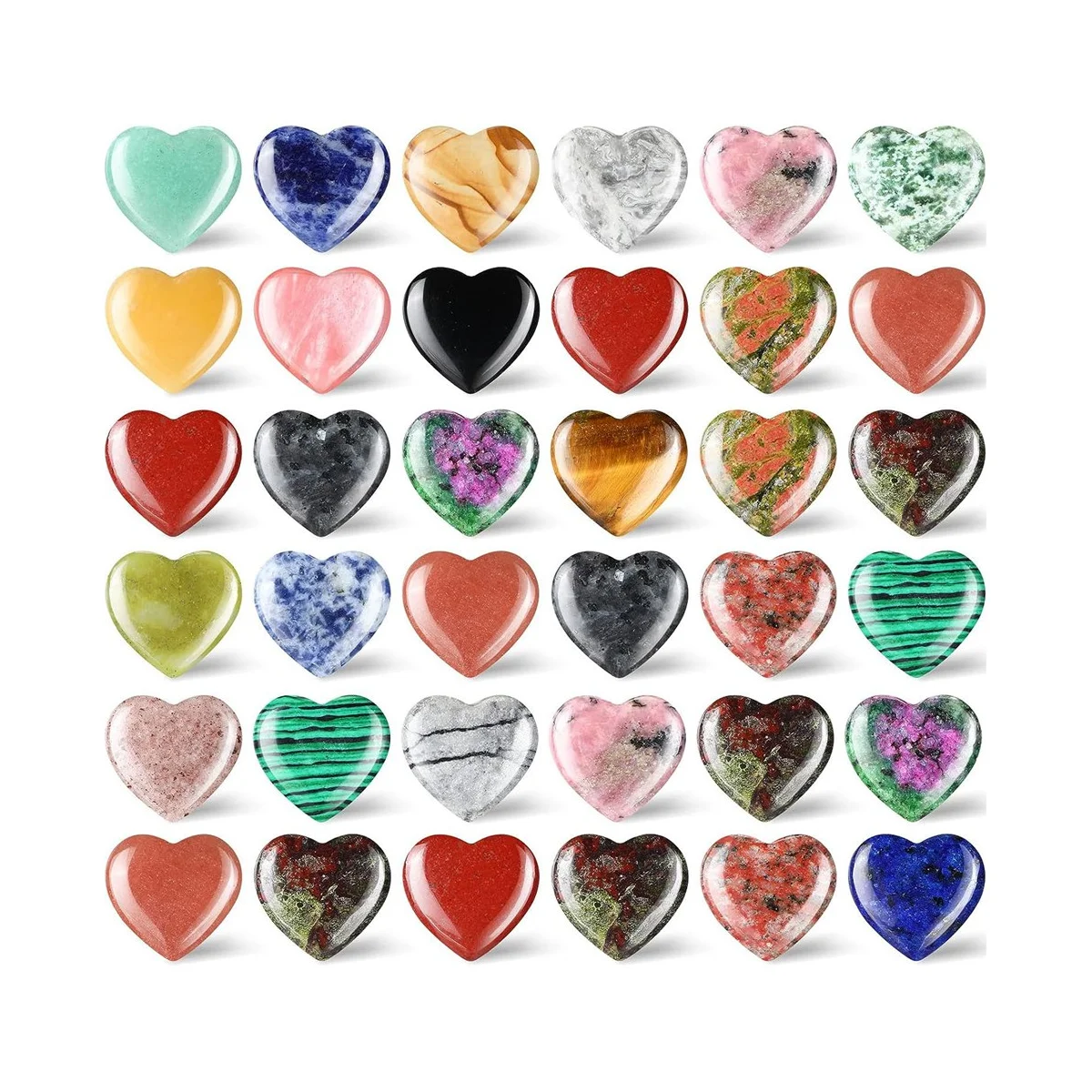 

36 шт., резные камни в виде сердца, 0,8 дюйма, 20 мм