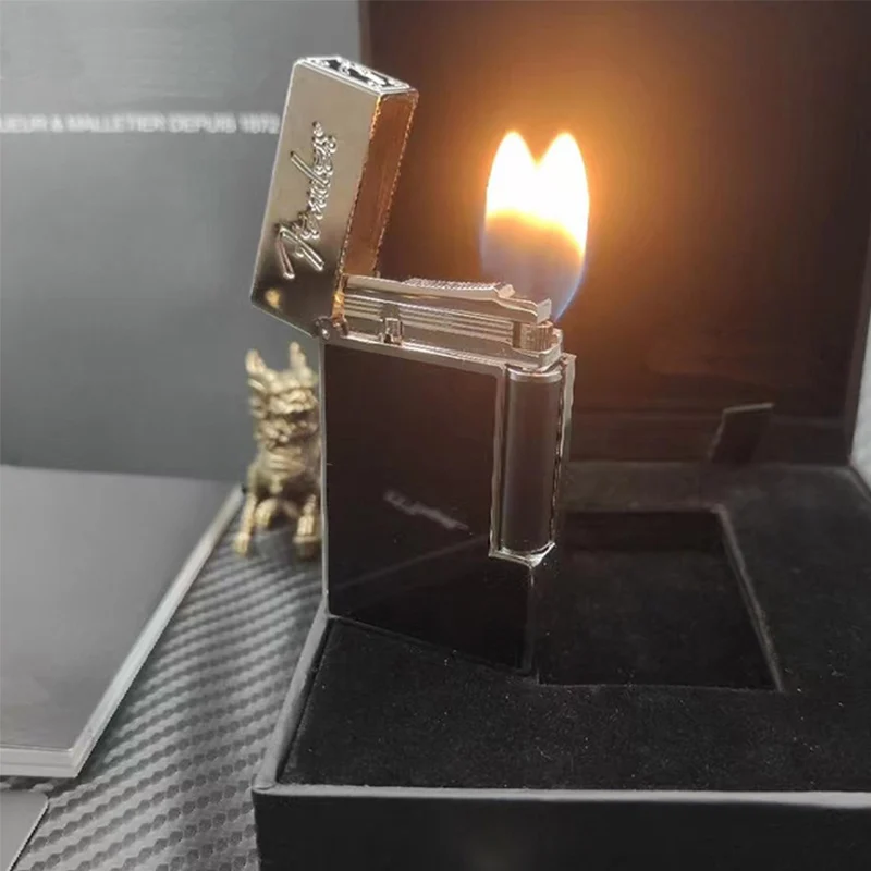 

New Memorial Luxury Lighter Double Fire Tobacco Cigar Cigarette gas Lighter Smoking Bright Sound Windproof Gift for Men 011