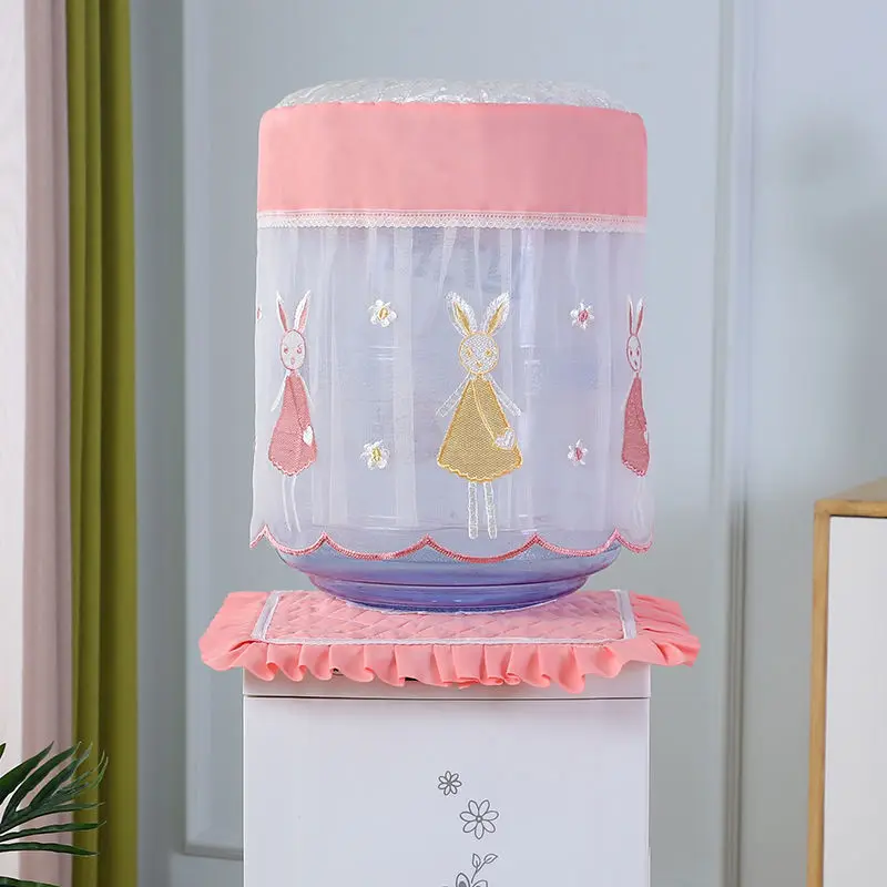 2 PCS/Set Water Dispenser Covers Lace Embroidered Cartoon Drinking Fountain Machine Dust Protector Household Kitchen Accessories