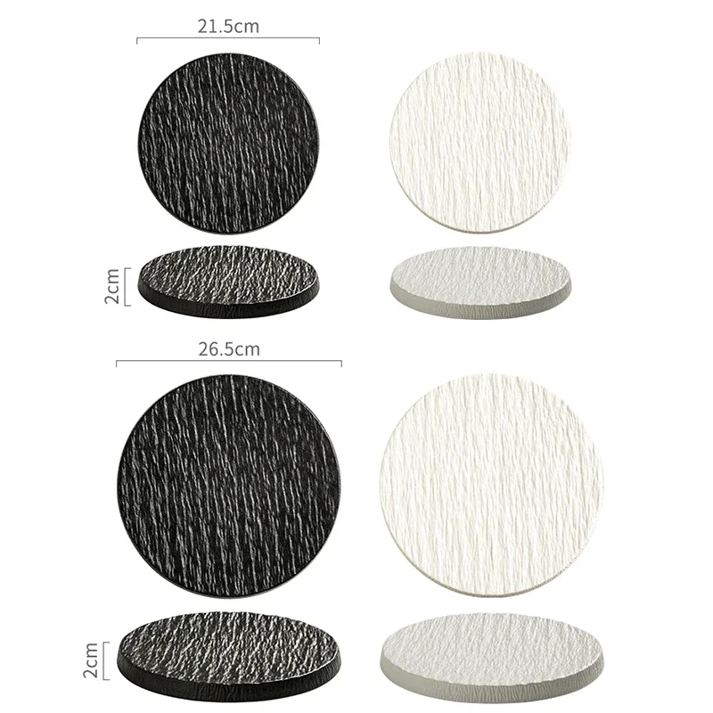 Dining Dish Creative Western Tableware Ceramic Round Steak Pasta Plate Kitchen Utensils Fine Cooking Dishes Black Stone Grain Flat Plate