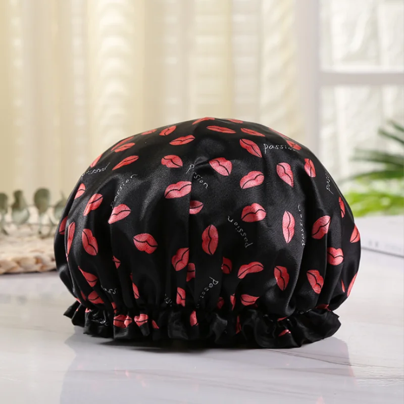 1Pc Thick Waterproof Bath Hat Double Layer Shower Hair Cover Women Supplies Shower Cap Bathroom silk bonnet Satin Bonnets wrap