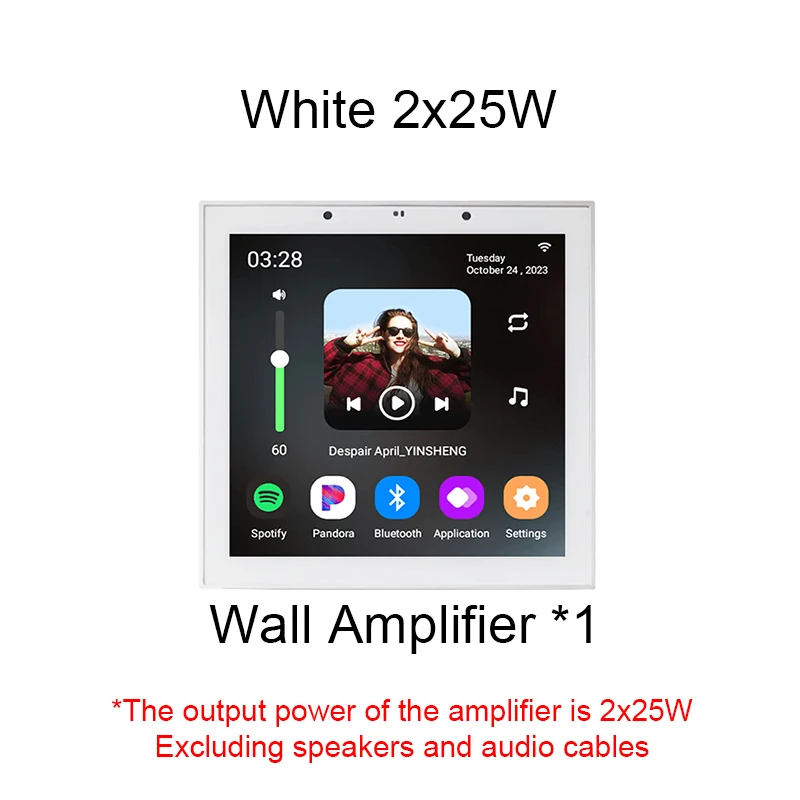 WLAN-Smart-Audio-System für Zuhause, Wandverstärker, 4 Zoll, Android 11, Bluetooth, Touchscreen-Musikbedienfeld mit Deckenlautsprechern