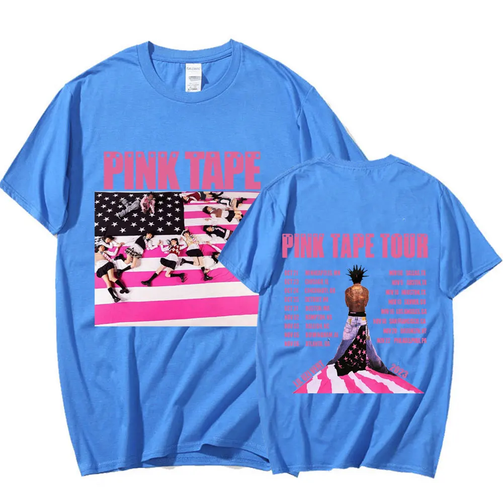 メンズ半袖Tシャツ,特大のストリートウェア,ピンクのテープ,写真