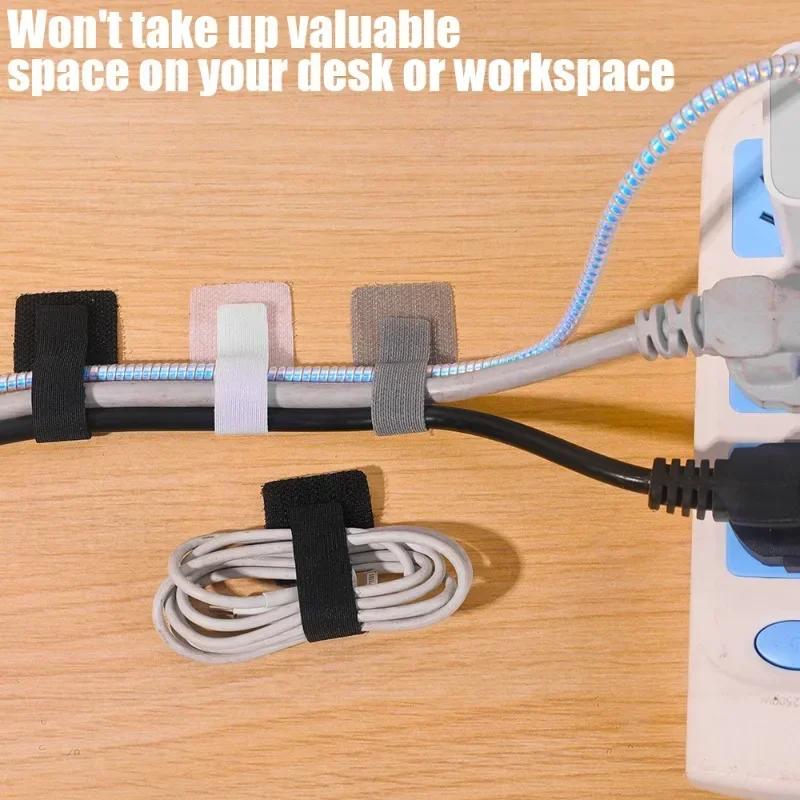 Reusable Cable Organizer Desk Wire Winder Cable Tie Organizer Self Adhesive Cord Rope Holders Cord Protection Straps 50/10Pcs
