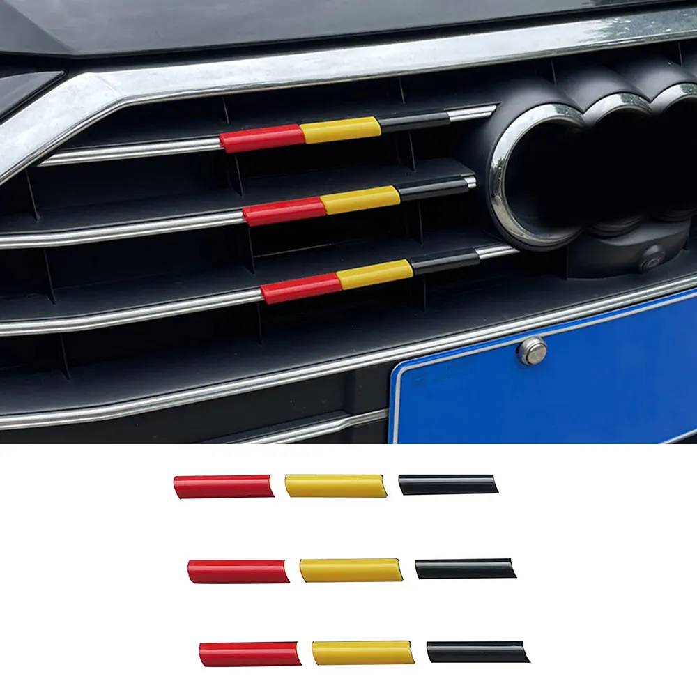Tri-Color Racing Grille Trim Strips - Decorative Exterior Car Accessories