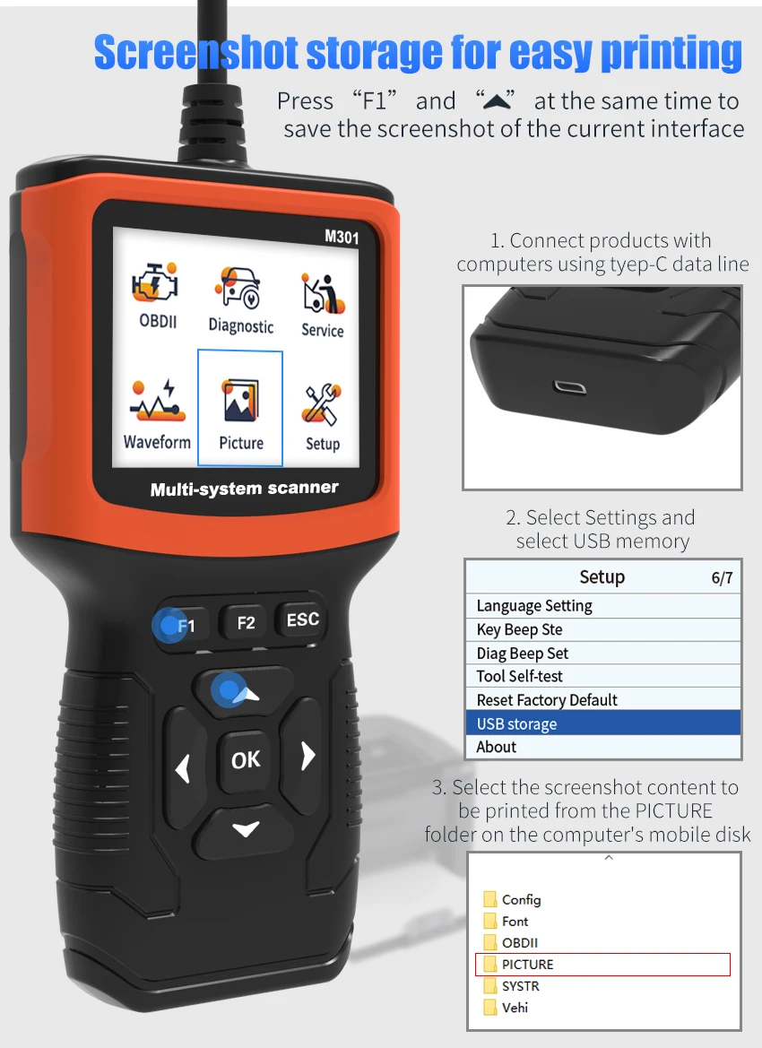 1 PC M301 Automobile Fault Diagnosis Instrument Engine Tester OBD 2 Detection Tool Code Reading Card ABS Airbag 5