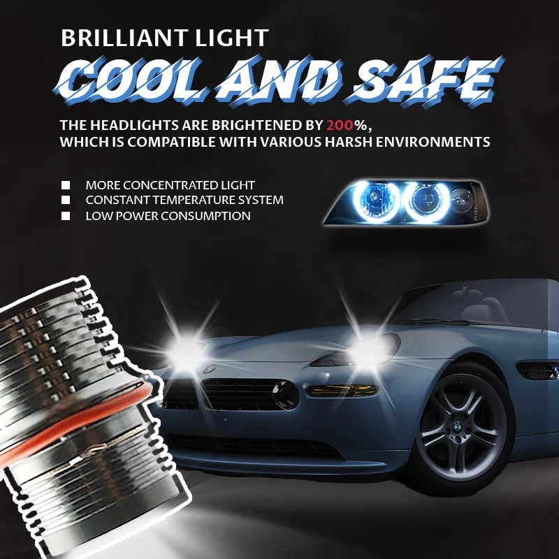 

For BMW 1 series E87 pre-LCI 2004-2007 High Power 16 LED Day light No Error 3-year Warraty IP65 White LED angel eyes light 6000K