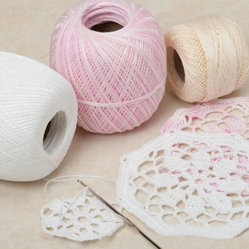 50g /roll 0.8mm Lace Thread Crochet Cotton Yarn Handmade DIY Line Fine Wool for Knitted Woven Sewing Accessories 5